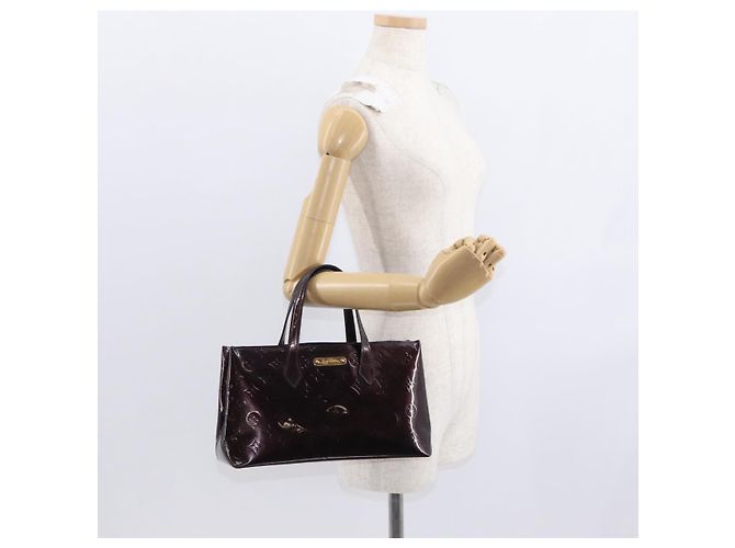 LOUIS VUITTON Borsa Wilshire PM Monogram Vernis Amarante M93641 LV Auth 157742 Bordò - vista 23