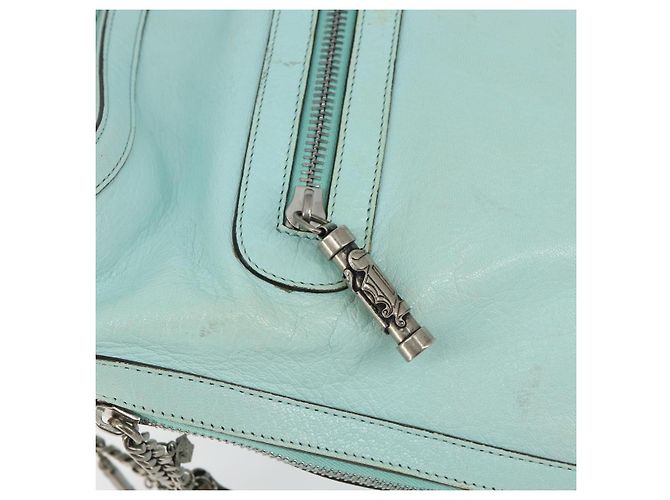 Borsa a Spalla in Pelle Gianni Versace Menta Argento Auth BA9132 Verde - vista 17
