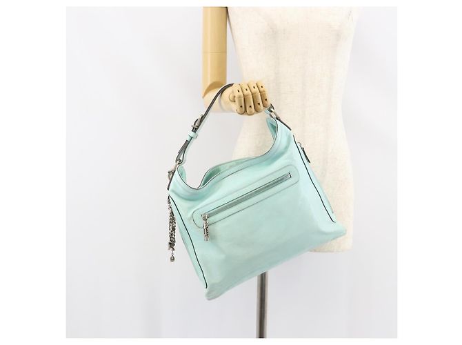 Borsa a Spalla in Pelle Gianni Versace Menta Argento Auth BA9132 Verde - vista 23
