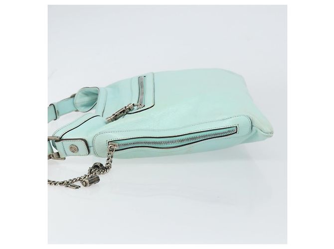 Borsa a Spalla in Pelle Gianni Versace Menta Argento Auth BA9132 Verde - vista 4