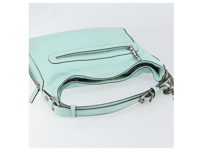 Borsa a Spalla in Pelle Gianni Versace Menta Argento Auth BA9132 Verde - vista 6