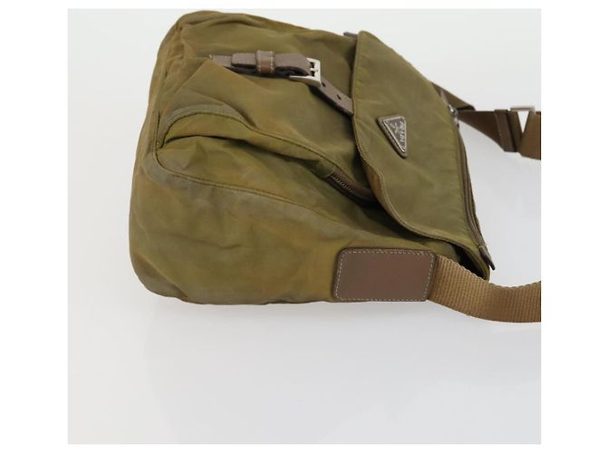 PRADA Borsa a Mano Nylon 3 Pezzi Verde Beige Auth 157831 - vista 11