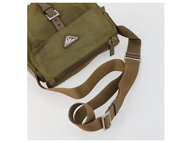 PRADA Borsa a Mano Nylon 3 Pezzi Verde Beige Auth 157831 - vista 12