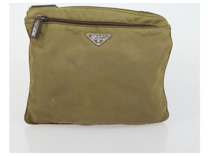 PRADA Borsa a Mano Nylon 3 Pezzi Verde Beige Auth 157831 - vista 16