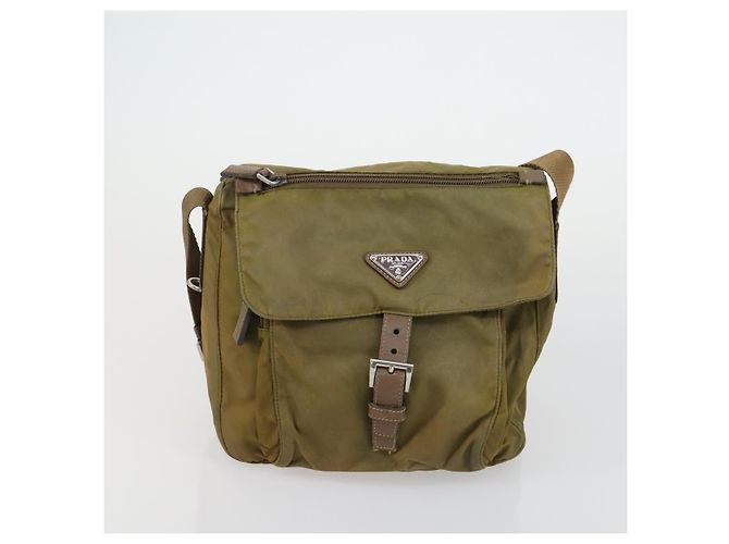 PRADA Borsa a Mano Nylon 3 Pezzi Verde Beige Auth 157831 - vista 9