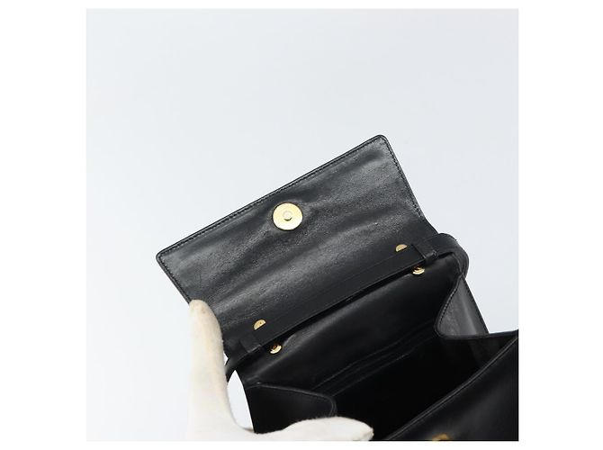 Borsa a mano in pelle Gancini Salvatore Ferragamo 2 in 1 Nero Oro Auth 157338 - vista 10