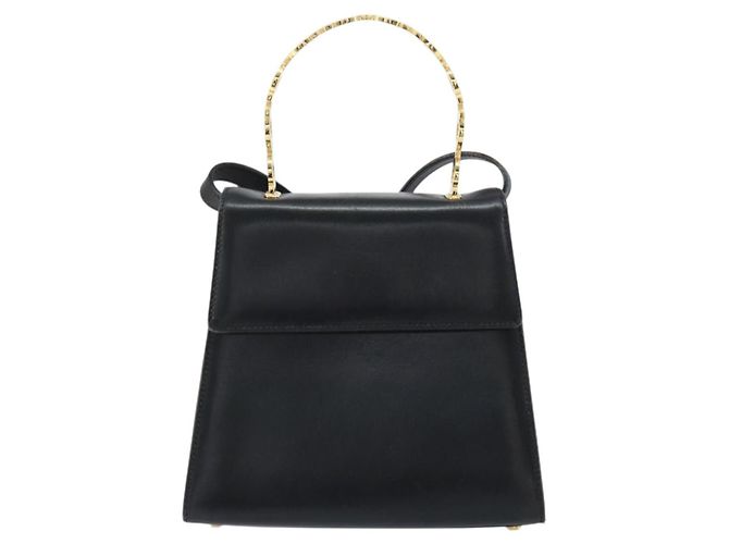 Borsa a mano in pelle Gancini Salvatore Ferragamo 2 in 1 Nero Oro Auth 157338 - vista 13