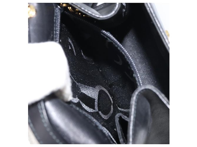 Borsa a mano in pelle Gancini Salvatore Ferragamo 2 in 1 Nero Oro Auth 157338 - vista 22