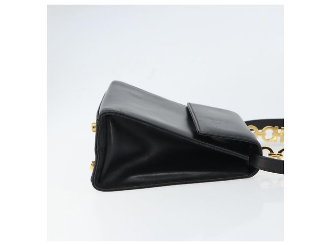 Borsa a mano in pelle Gancini Salvatore Ferragamo 2 in 1 Nero Oro Auth 157338 - vista 3