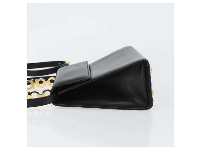 Borsa a mano in pelle Gancini Salvatore Ferragamo 2 in 1 Nero Oro Auth 157338 - vista 4