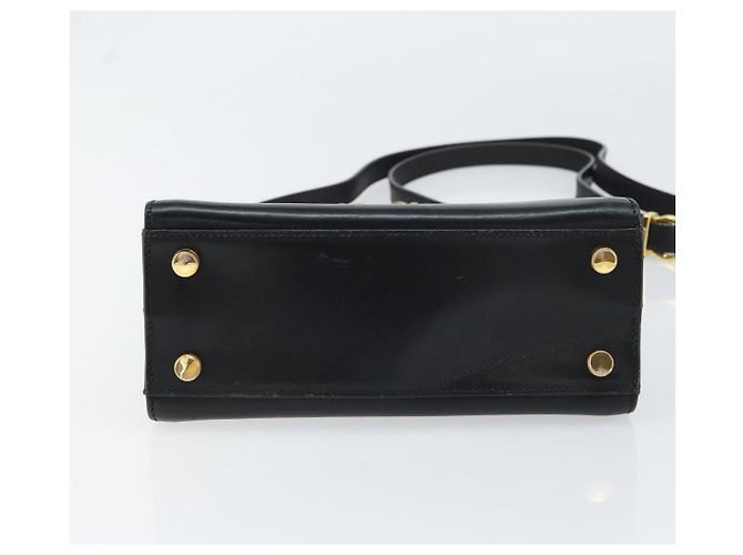 Borsa a mano in pelle Gancini Salvatore Ferragamo 2 in 1 Nero Oro Auth 157338 - vista 5