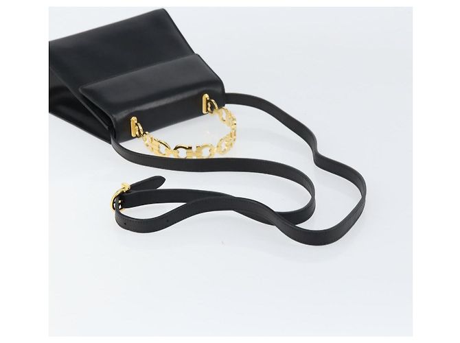 Borsa a mano in pelle Gancini Salvatore Ferragamo 2 in 1 Nero Oro Auth 157338 - vista 8