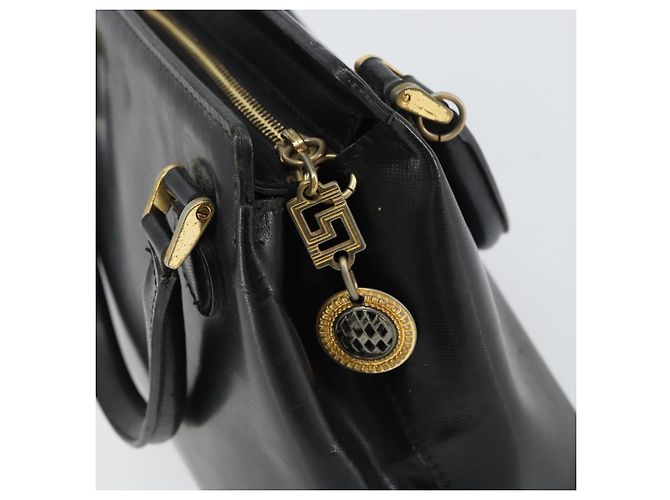 Borsa a mano VERSACE in pelle nera e oro Auth 160742 Nero D'oro - vista 10