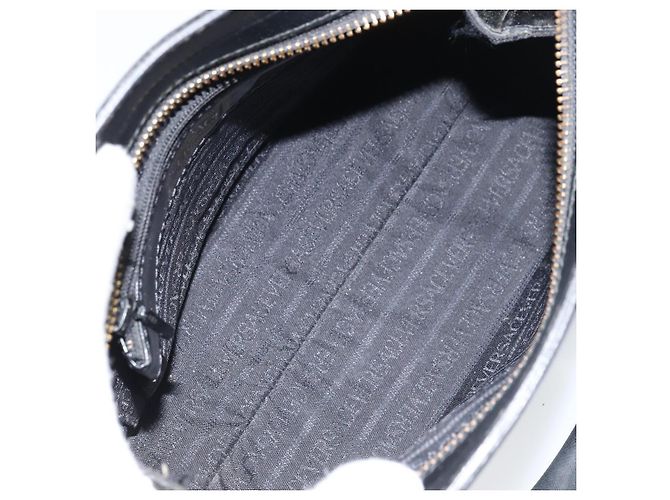 Borsa a mano VERSACE in pelle nera e oro Auth 160742 Nero D'oro - vista 11