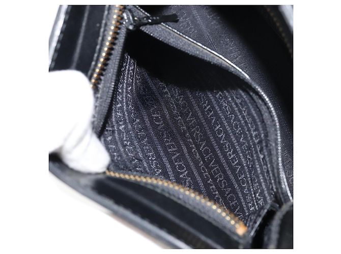 Borsa a mano VERSACE in pelle nera e oro Auth 160742 Nero D'oro - vista 12