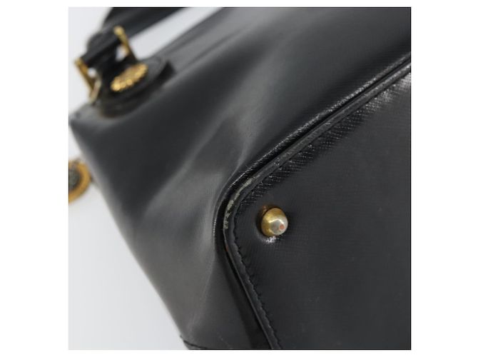 Borsa a mano VERSACE in pelle nera e oro Auth 160742 Nero D'oro - vista 14