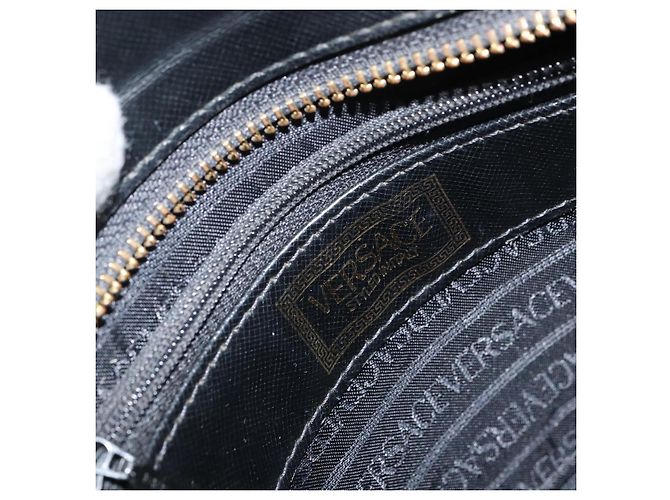 Borsa a mano VERSACE in pelle nera e oro Auth 160742 Nero D'oro - vista 18