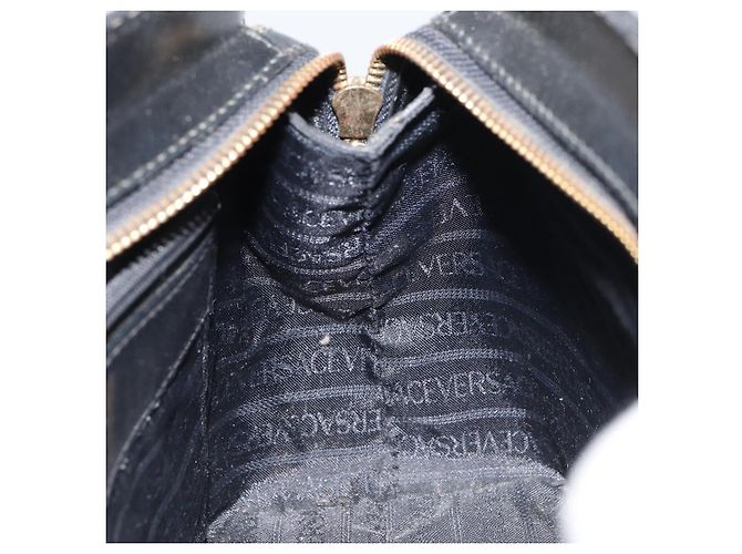 Borsa a mano VERSACE in pelle nera e oro Auth 160742 Nero D'oro - vista 19