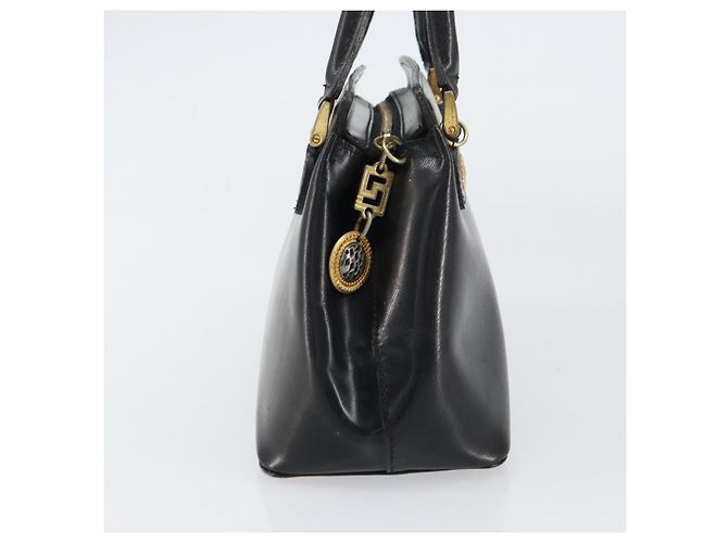 Borsa a mano VERSACE in pelle nera e oro Auth 160742 Nero D'oro - vista 3