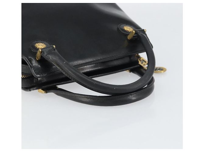Borsa a mano VERSACE in pelle nera e oro Auth 160742 Nero D'oro - vista 7