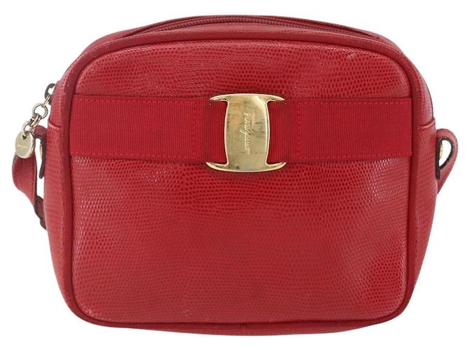 Borsa a Spalla Salvatore Ferragamo Vala in Pelle Rossa Dorata Auth 158148 Rosso D'oro - vista 13