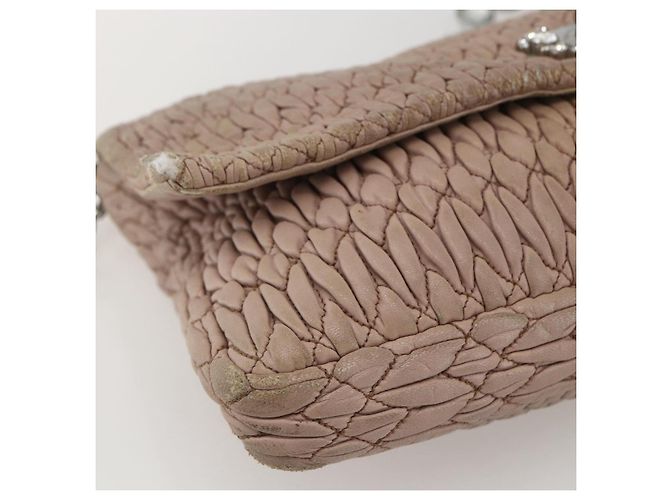 Borsa a Spalla Miu Miu in Pelle Argento Rosa Auth ka1134 - vista 15