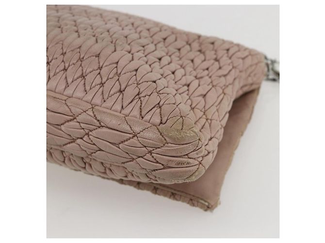 Borsa a Spalla Miu Miu in Pelle Argento Rosa Auth ka1134 - vista 16
