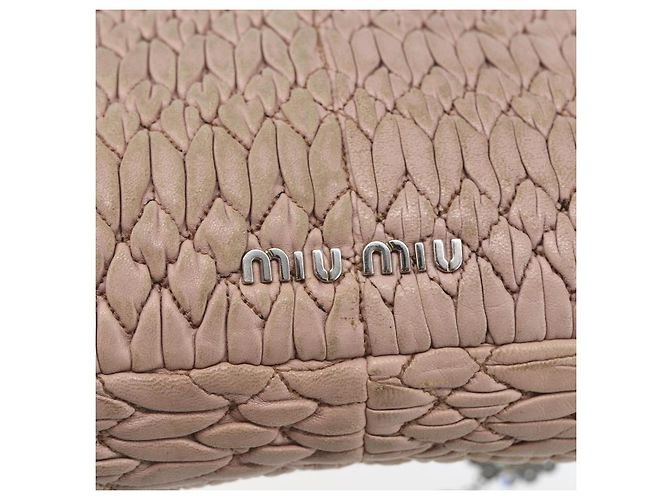 Borsa a Spalla Miu Miu in Pelle Argento Rosa Auth ka1134 - vista 18