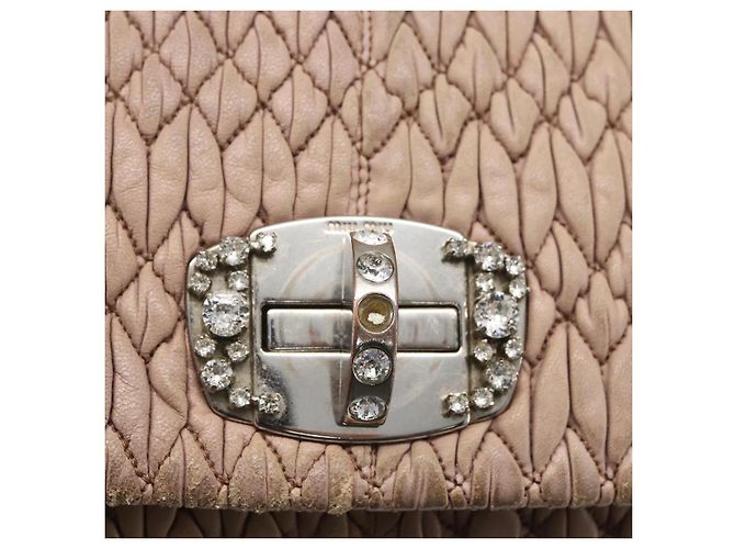Borsa a Spalla Miu Miu in Pelle Argento Rosa Auth ka1134 - vista 19