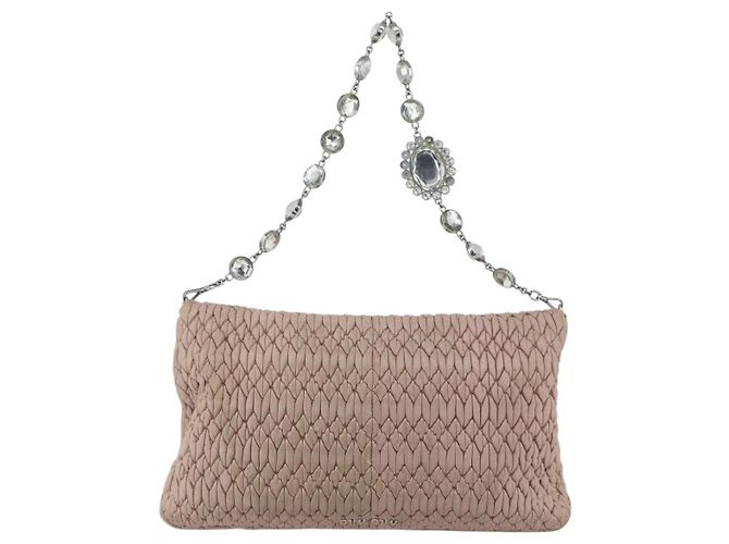 Borsa a Spalla Miu Miu in Pelle Argento Rosa Auth ka1134 - vista 2
