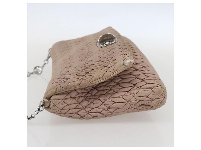 Borsa a Spalla Miu Miu in Pelle Argento Rosa Auth ka1134 - vista 3
