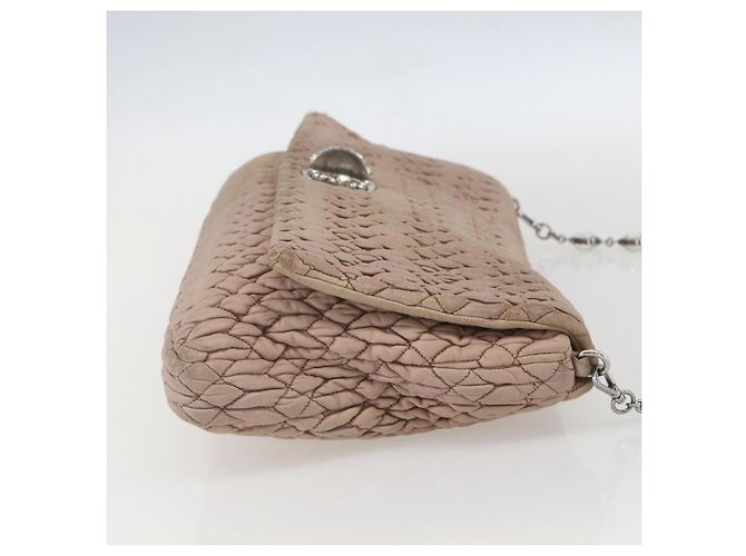 Borsa a Spalla Miu Miu in Pelle Argento Rosa Auth ka1134 - vista 4