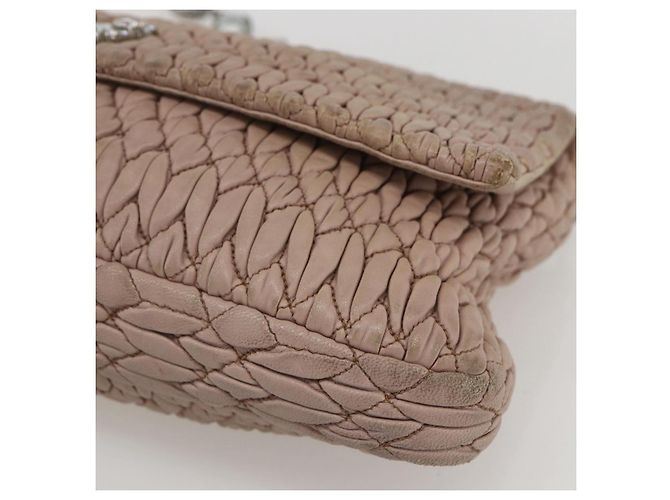 Borsa a Spalla Miu Miu in Pelle Argento Rosa Auth ka1134 - vista 9