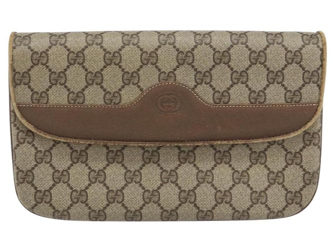 GUCCI GG Supreme Clutch Bag PVC Beige Oro 004 106 0024 Auth 160587 - vista 13