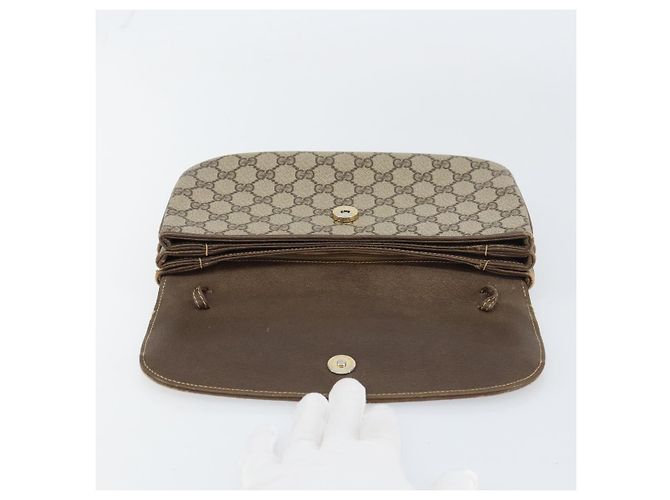 GUCCI GG Supreme Clutch Bag PVC Beige Oro 004 106 0024 Auth 160587 - vista 9