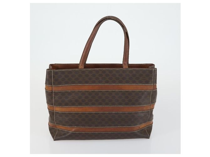 Céline Borsa a Spalla in Tela Macadam CELINE in Pelle PVC 3 Pezzi Rosso Marrone Auth fm4983 - vista 10