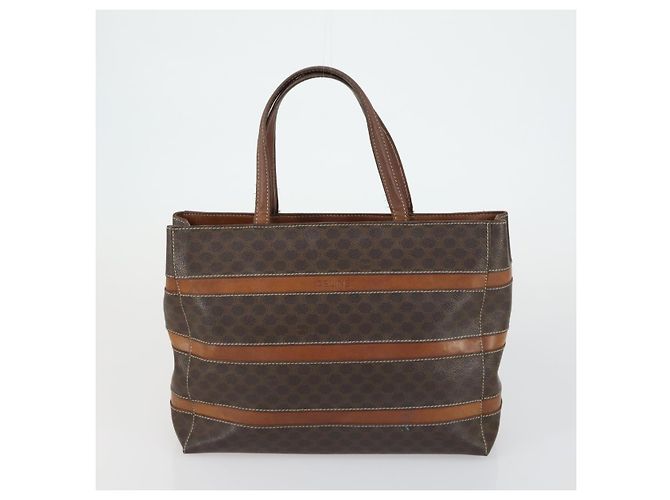 Céline Borsa a Spalla in Tela Macadam CELINE in Pelle PVC 3 Pezzi Rosso Marrone Auth fm4983 - vista 9
