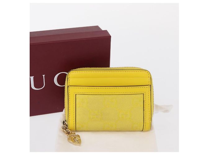 Monedero de lona GG Gucci Amarillo Oro 790037 Auth 158182 - vista 12