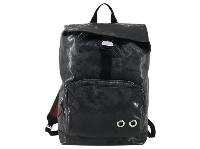 GUCCI GG Implementation Web Sherry Line Rucksack Schwarz Silber 347984 Auth ka1009 - Ansicht 13