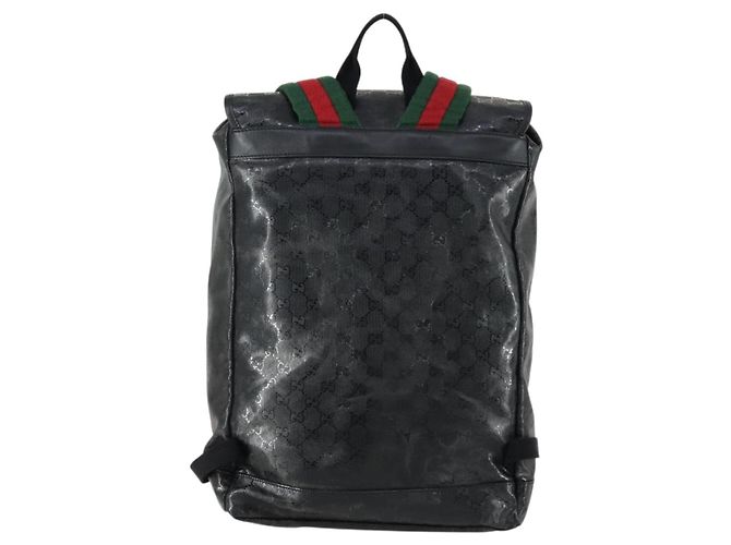 GUCCI GG Implementation Web Sherry Line Rucksack Schwarz Silber 347984 Auth ka1009 - Ansicht 2