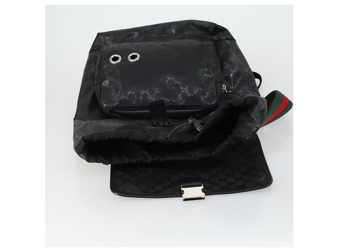 GUCCI GG Implementation Web Sherry Line Rucksack Schwarz Silber 347984 Auth ka1009 - Ansicht 20