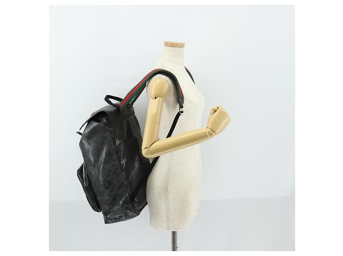 GUCCI GG Implementation Web Sherry Line Rucksack Schwarz Silber 347984 Auth ka1009 - Ansicht 26