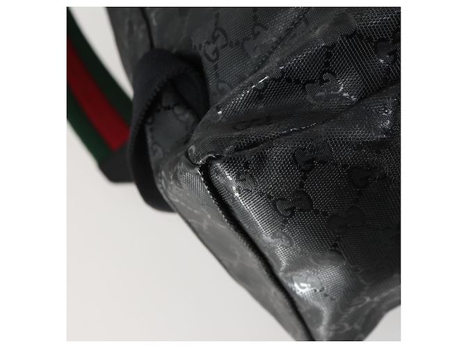 GUCCI GG Implementation Web Sherry Line Rucksack Schwarz Silber 347984 Auth ka1009 - Ansicht 9