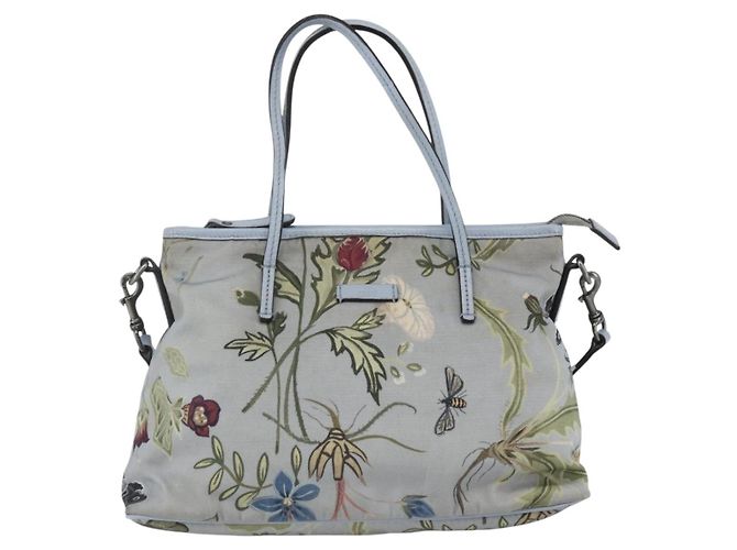 Borsa Tote Botanica GUCCI in Tela 2way Blu Argento 353440 Auth BA9018 - vista 13