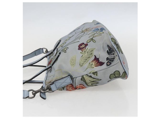 Borsa Tote Botanica GUCCI in Tela 2way Blu Argento 353440 Auth BA9018 - vista 3