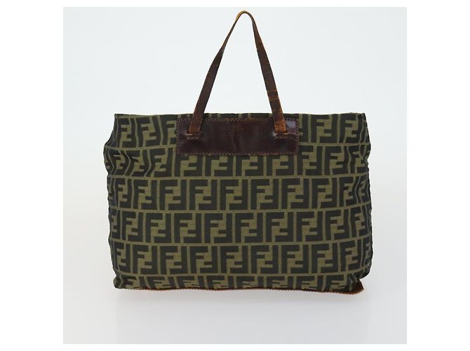 Borsa in tela Zucca Zucchino FENDI 2 pezzi Marrone Nero Arancione Auth 158724 - vista 10