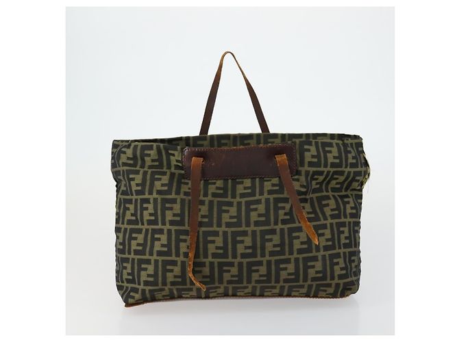Borsa in tela Zucca Zucchino FENDI 2 pezzi Marrone Nero Arancione Auth 158724 - vista 11