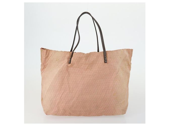 Borsa in tela Zucca Zucchino FENDI 2 pezzi Marrone Nero Arancione Auth 158724 - vista 2