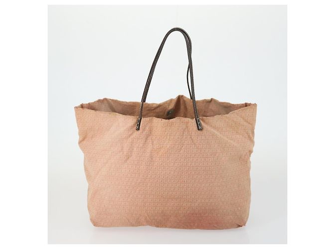 Borsa in tela Zucca Zucchino FENDI 2 pezzi Marrone Nero Arancione Auth 158724 - vista 3