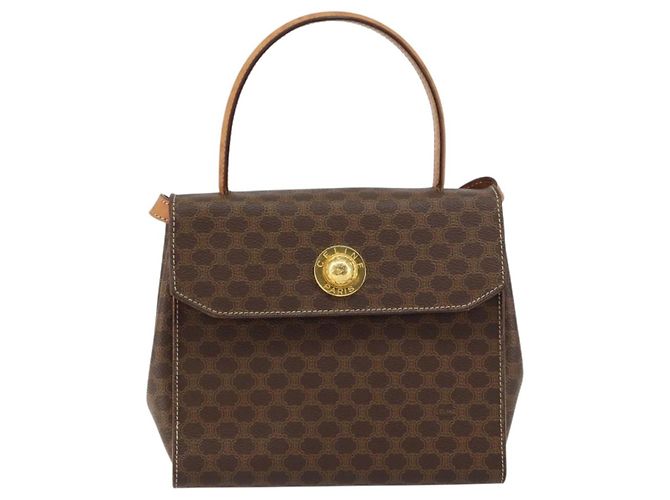 Céline Borsa a mano in tela Macadam CELINE in pelle PVC 2 in 1 marrone oro Auth 158705 D'oro - vista 13